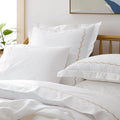 Scallop Embroidered Premium Cool Egyptian Percale Duvet Cover - Tan, Full