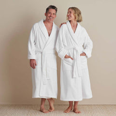 Velour Terry Unisex Robe - White, M
