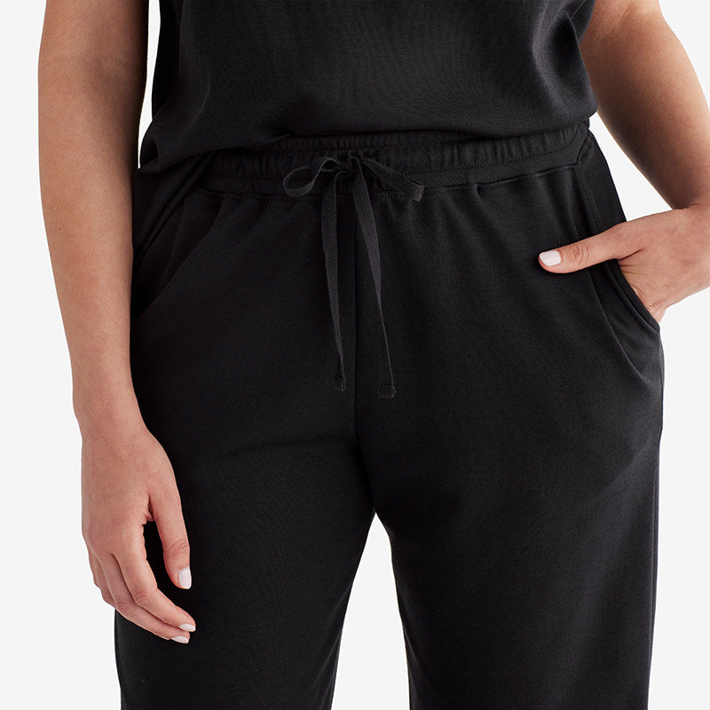 Pima Cotton Tapered Pants - Black, S