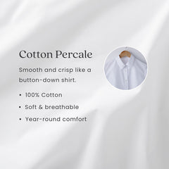 4-Piece Classic Cool Cotton Percale Solid Fitted Sheet & Duvet Cover Bundle