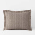 Tailored Stripes Premium Breathable Washed Linen Cotton Reversible Sham - Wide Stripe Dark Brown, Standard