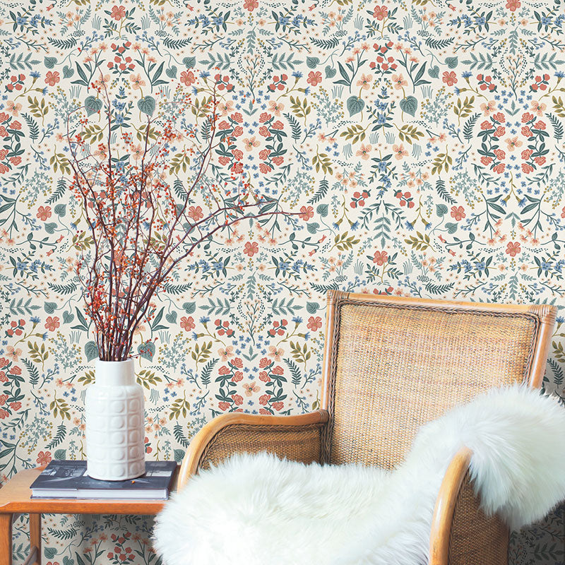 Wildwood Traditional Wallpaper - Rose Multi, Roll