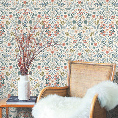 Wildwood Traditional Wallpaper - Rose Multi, Roll