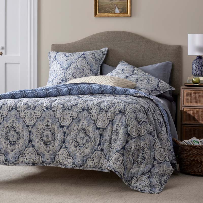 Royal Mirage Reversible Quilted Sham - Blue, Euro