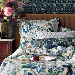 Peacock Decorative Lumbar Pillow Cover - Navy Multi
