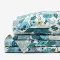 Garden Party Classic Cool Cotton Percale Bed Sheet Set - Teal, King