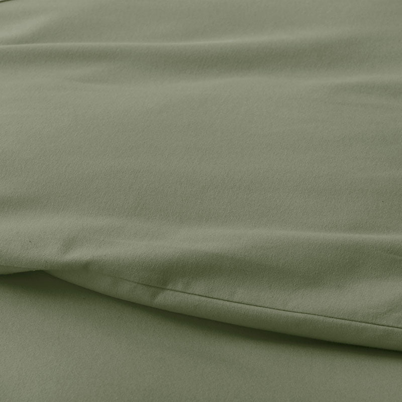 Classic Ultra-Cozy Cotton Velvet Flannel Bed Sheet Set - Willow Green, Twin