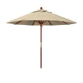 Round Outdoor Patio Umbrella, Wood with Manual Lift - Antique Beige, 9'