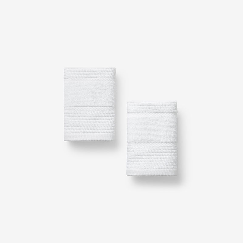 Textured Stripe Washcloths, Set of 2 - White