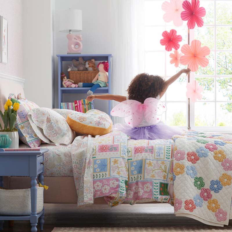 Floral Dream Classic Cool Organic Cotton Percale Duvet Cover Set - White Multi, Twin/Twin XL