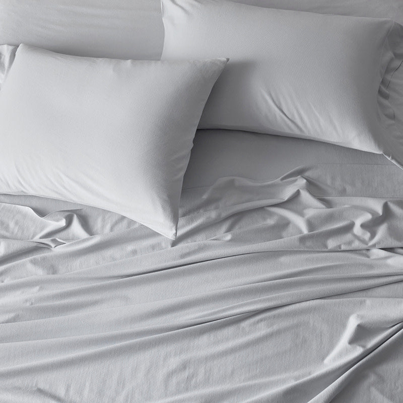T-Shirt Soft Jersey Knit Bed Sheet Set - Light Gray, Twin XL