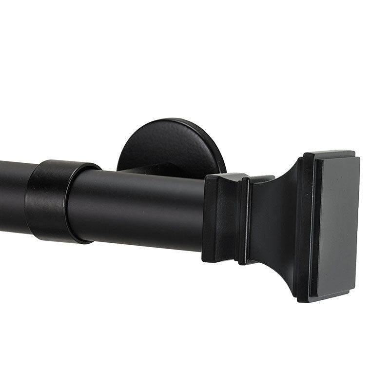 Flared Square Finial and 1" diameter Rod Set - Black, 72"