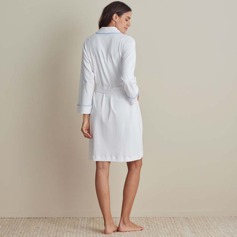 Peruvian Cotton Embroidered Women's Robe - Light Blue, XXL