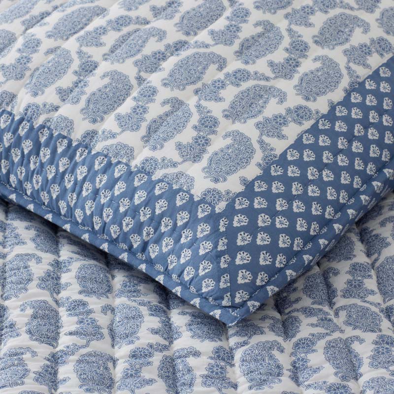 Jiya Reversible Quilted Sham - Blue, King