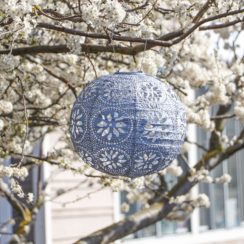 Soji™ Stella Boho Solar Outdoor Lantern - Metallic Blue