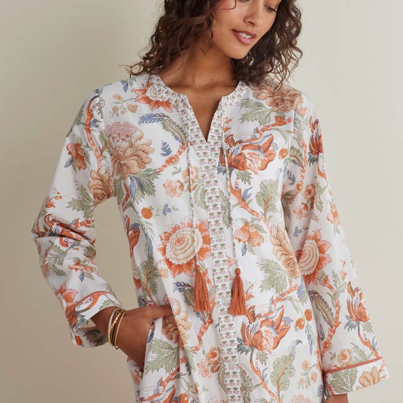 Printed Voile Women's Caftan - Wild Bloom, XXL