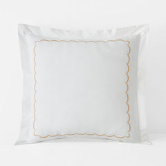 Scallop Embroidered Premium Cool Egyptian Percale Sham - Tan, Euro