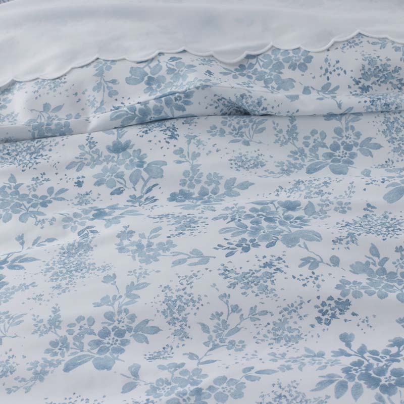 Whisper Fleur Premium Smooth Wrinkle-Free Sateen Pillowcase Set - Blue Mist, King