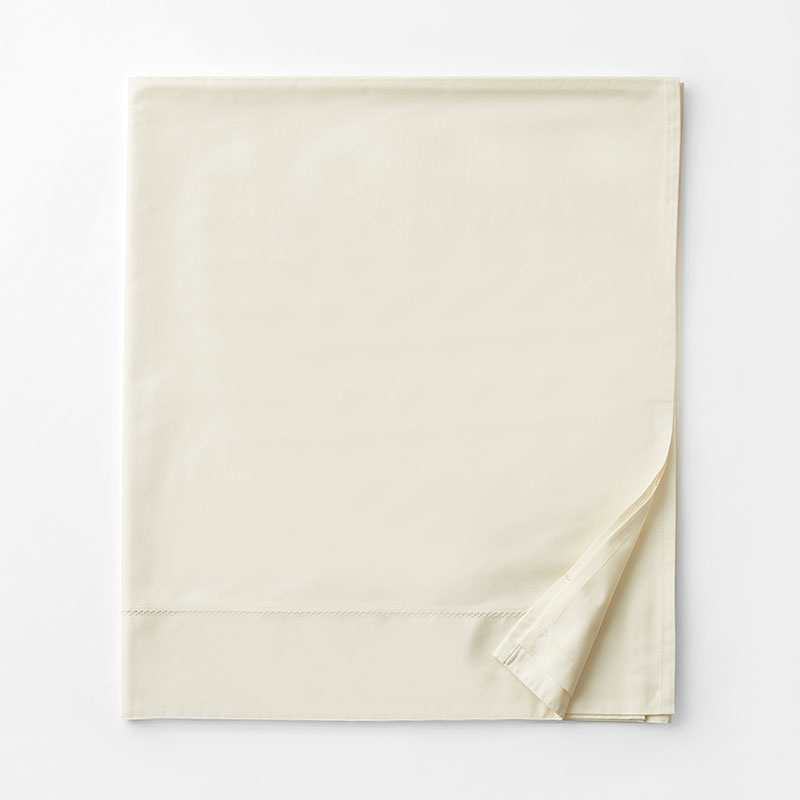 Premium Smooth Organic Cotton Sateen Flat Bed Sheet - Ivory, King/Cal. King