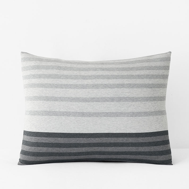 T-Shirt Soft Jersey Knit Stripe Yarn-Dyed Sham - Gray Multi, Standard