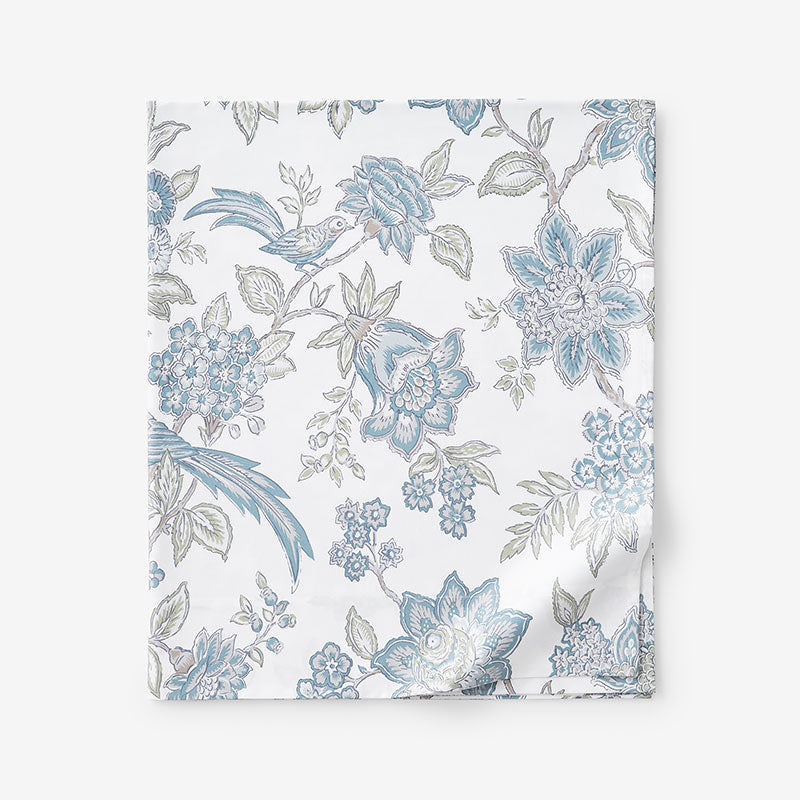 Sonita Premium Smooth Sateen Flat Bed Sheet - Blue/Ivory, King/Cal King