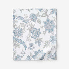 Sonita Premium Smooth Sateen Flat Bed Sheet - Blue/Ivory, King/Cal King