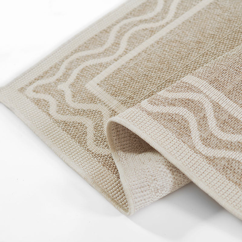 Wave Border Outdoor Rug -  Gray, 5' 3" x 7'