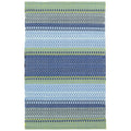 Fiesta Stripe Handwoven Indoor/Outdoor Rug - Blue/Green, 4' x 6'