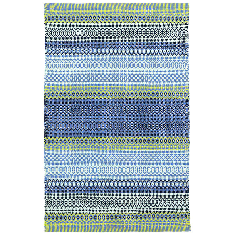 Fiesta Stripe Handwoven Indoor/Outdoor Rug - Blue/Green, 4' x 6'