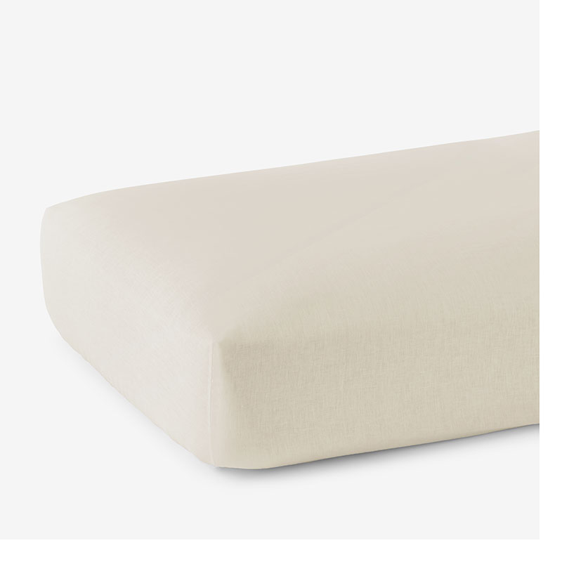 Premium Breathable Washed Linen Solid Fitted Bed Sheet - Parchment, Queen
