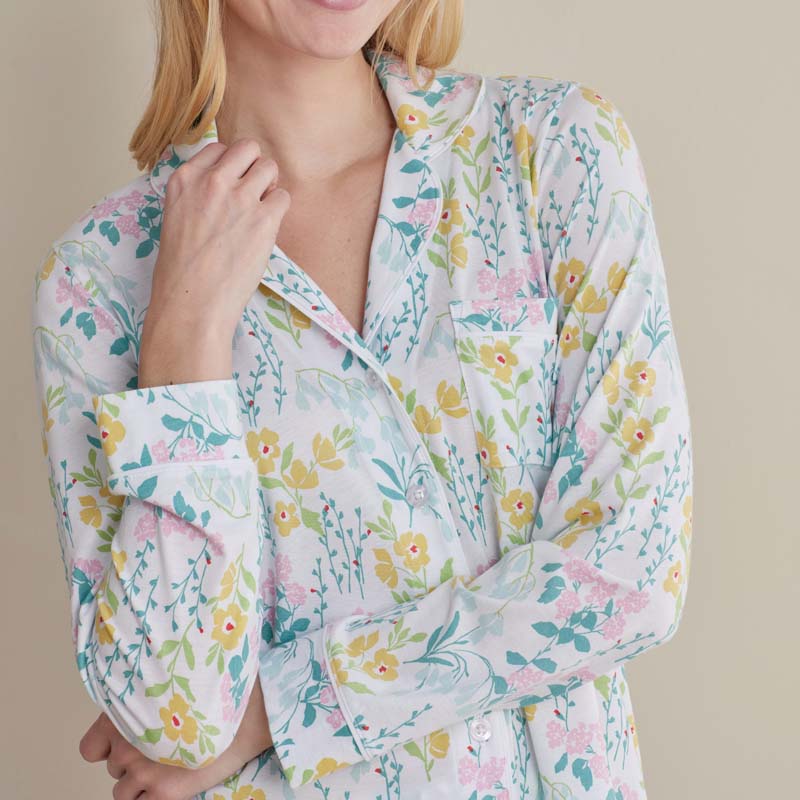 Cotton Modal Women's Button-Down Pajama Set - Spring Garden, XS