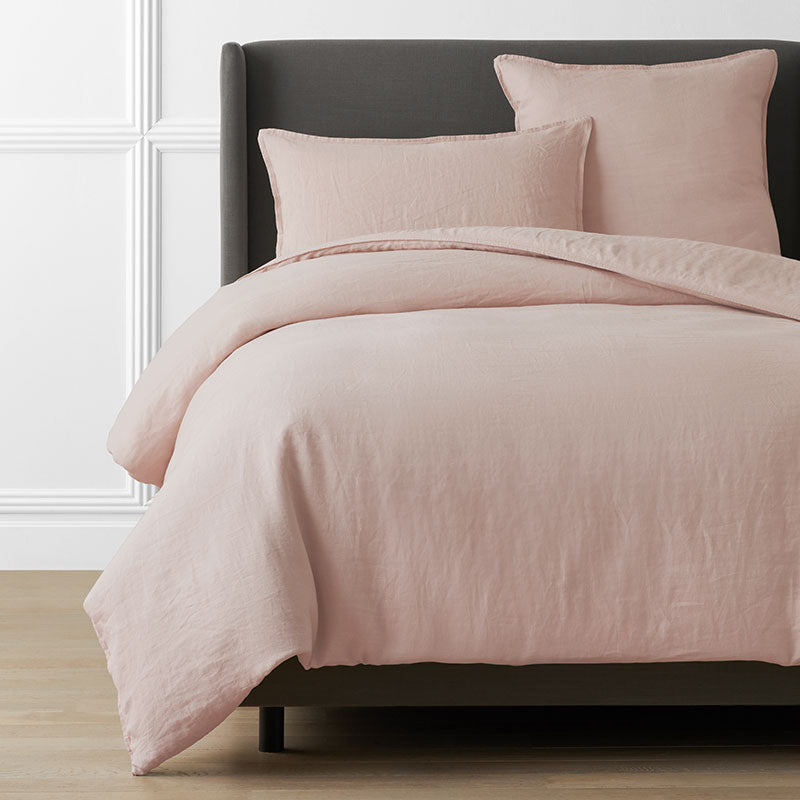 Premium Breathable Washed Linen Solid Duvet Cover - Rose Smoke, Twin/Twin XL