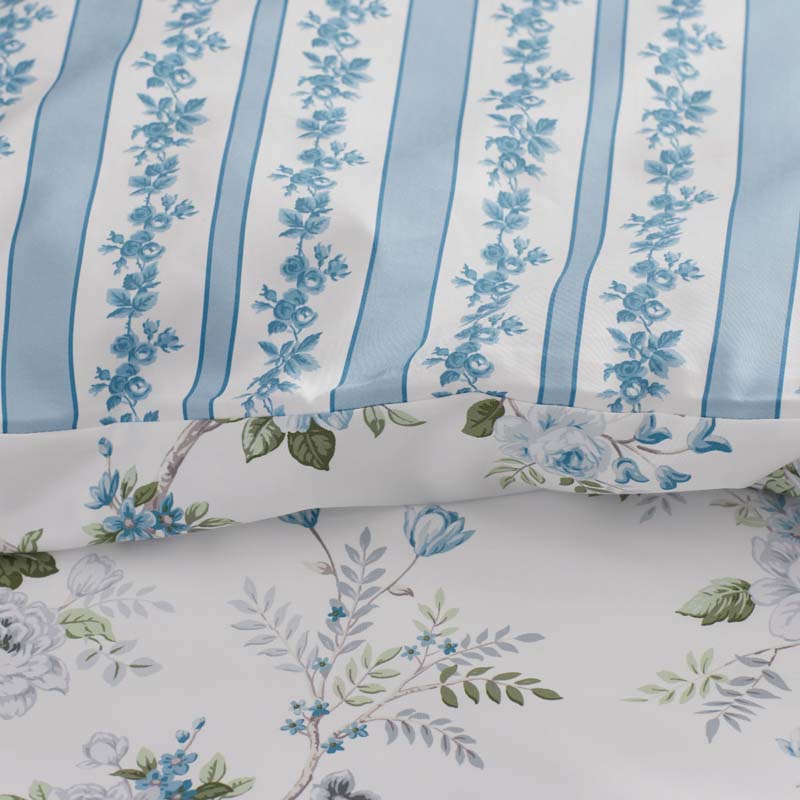 Manor Floral Premium Smooth Sateen Reversible Sham - Blue, Standard