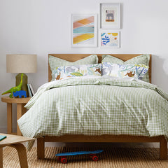 Gingham Classic Cool Organic Cotton Percale Comforter Set - Moss, Full/Queen