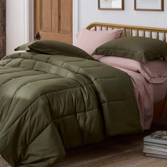 Solid Garment Washed Cotton Percale Comforter - Olive, Full