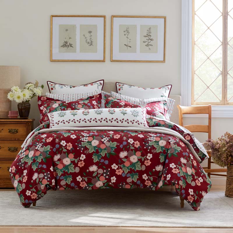 Dahlia Classic Cool Cotton Percale Comforter - Dark Red, Twin/Twin XL