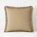 Solid Ruffle Garment Washed Cotton Percale Sham - Wheat, Euro