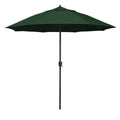 Round Outdoor Patio Umbrella, Aluminum with Auto Tilt Crank - Bronze Finish, Forest Green, 9'