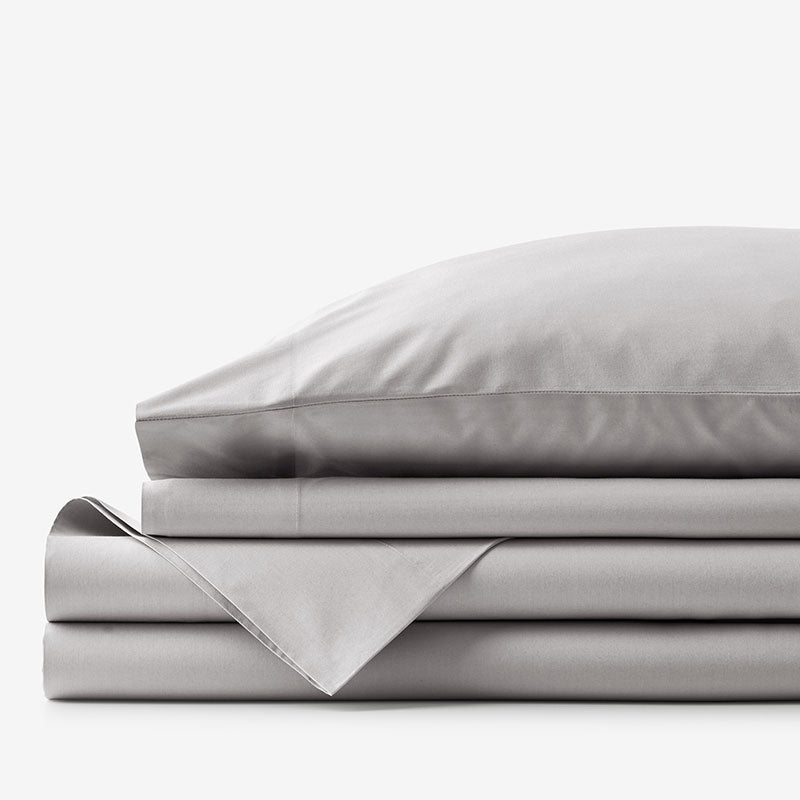 Classic Cool Organic Cotton Percale Solid Bed Sheet Set - Gray, King