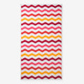 Cotton Terry Beach Towel - Red Multi Wave