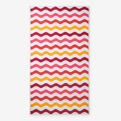 Cotton Terry Beach Towel - Red Multi Wave
