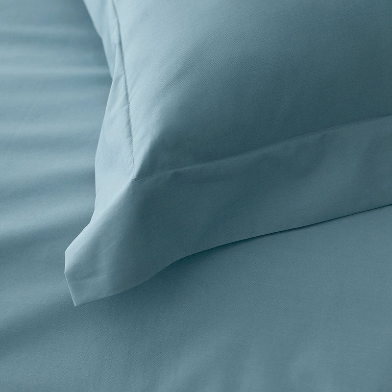 Premium Cool Supima® Cotton Percale Deep Pocket Flat Bed Sheet - Slate Blue, King/Cal King