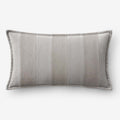 Velvet Linen Stripe Decorative Lumbar Pillow Cover - Gray, 12 in. x 21 in.
