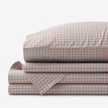 Classic Stripes and Plaids Cool Yarn-Dyed Cotton Percale Bed Sheet Set - Mini Check Brown, King