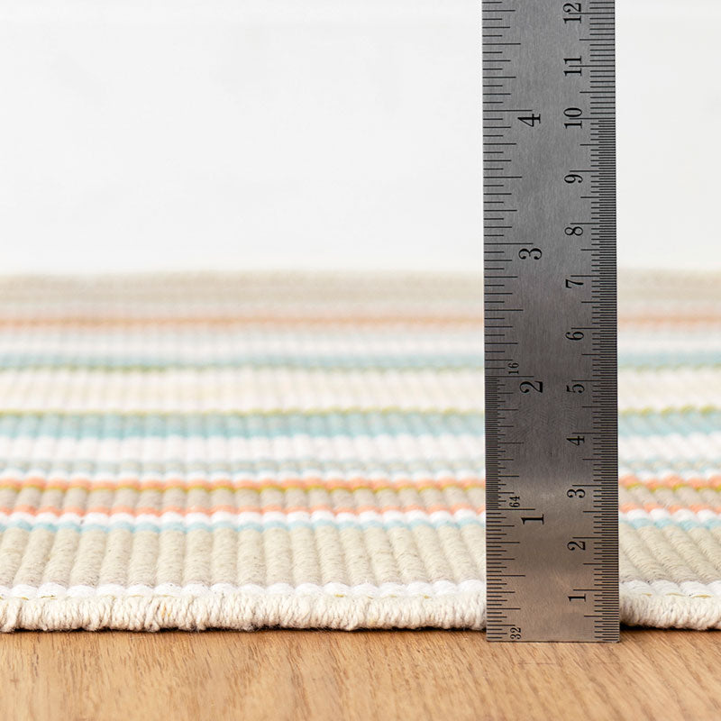Daphne Stripe Handwoven Cotton Rug - Sky, 2' x 3'