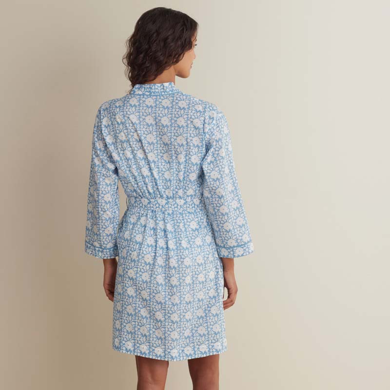 Printed Voile Women's Kimono Robe - Floral Weave, XS/S