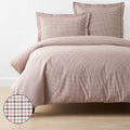 Classic Stripes and Plaids Cool Yarn-Dyed Cotton Percale Duvet Cover - Mini Check Brown, Full/Queen