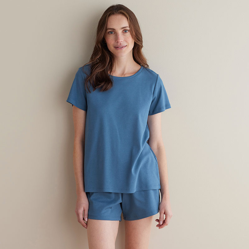 Pima Cotton Women's Shorts Set - Blue Denim, XL