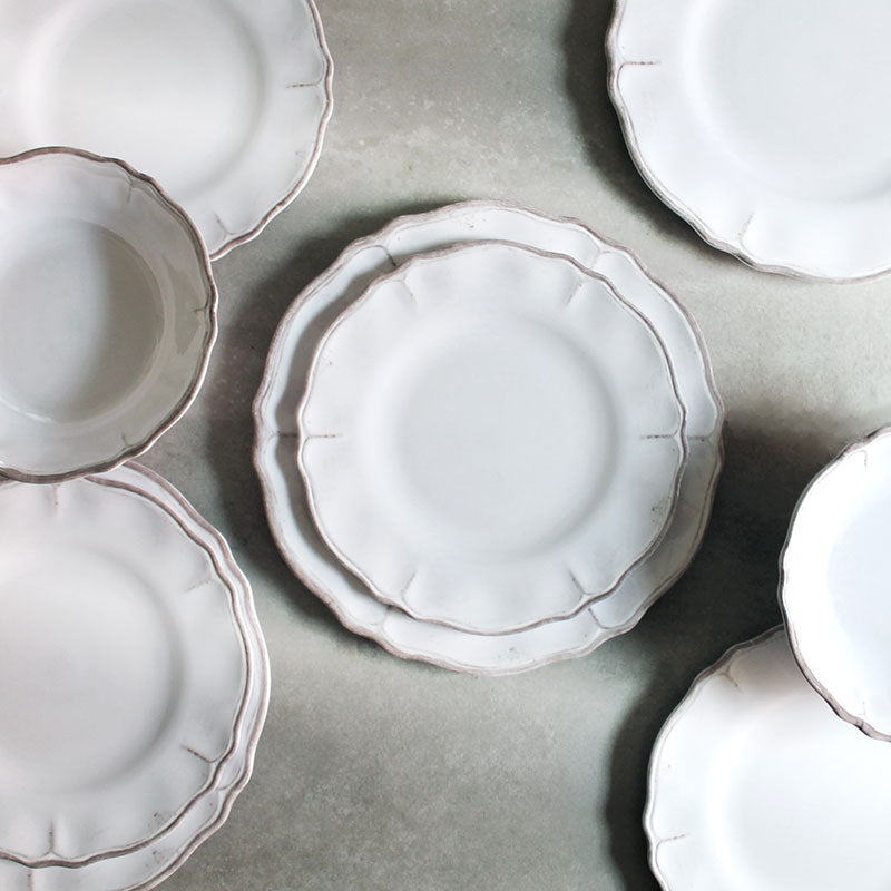 Rustica Antique White Melamine Dinner Plates, Set of 4 - White