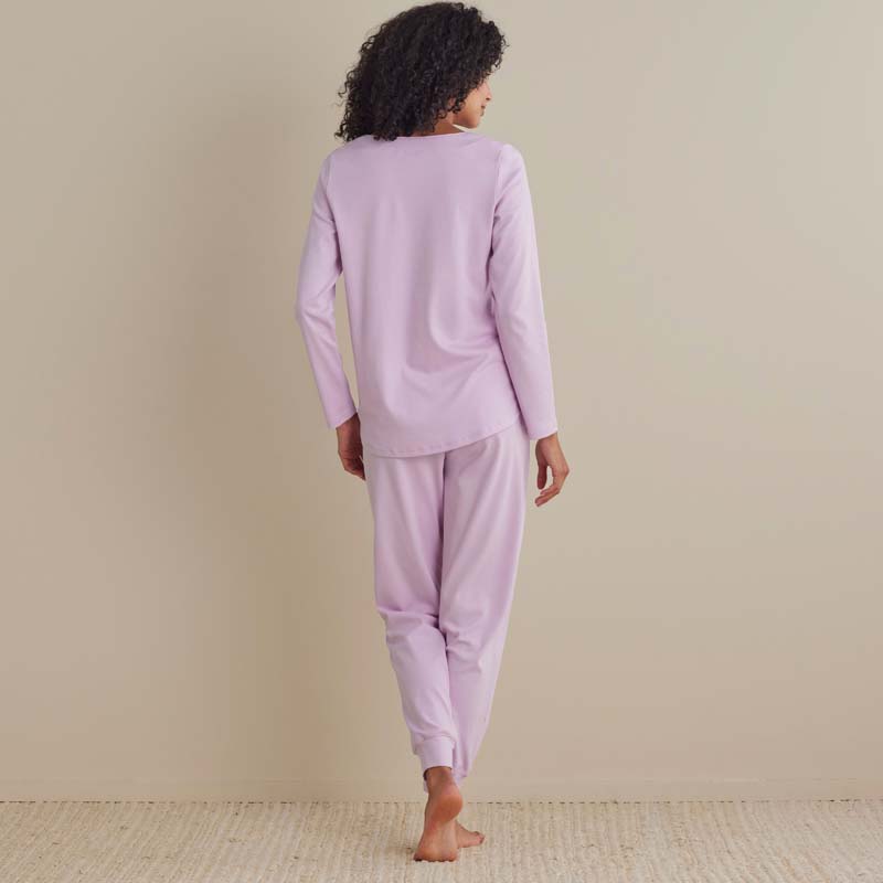 Pima Cotton Women's Jogger Pants Pajama Set - Dusty Pink, XXL